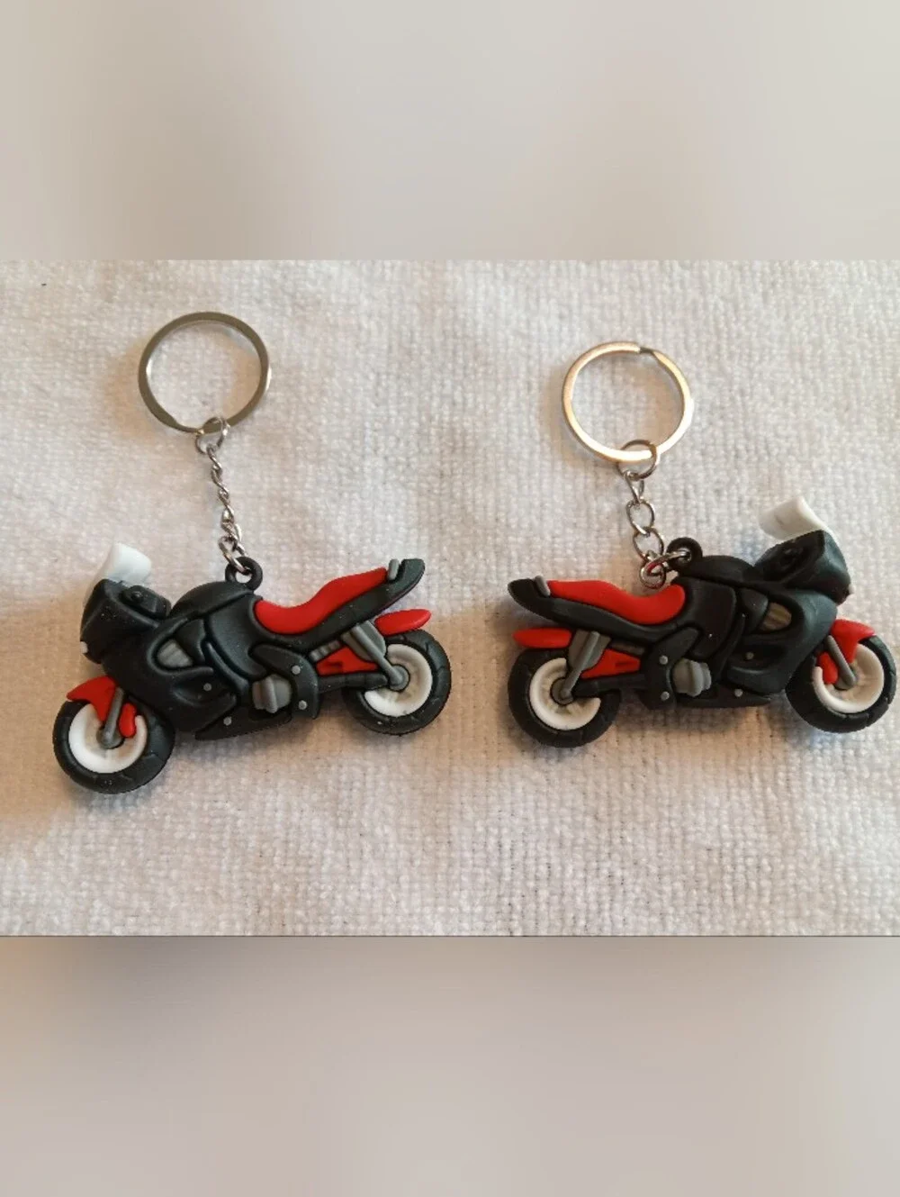 Keystoned - Red and Black Motorcycle Keychains Pair